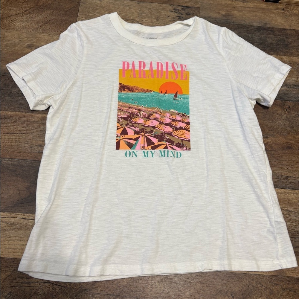 Old Navy “Paradise On My Mind” Graphic Tee – Women’s Small – Beachy Vibes - Picture 1 of 3